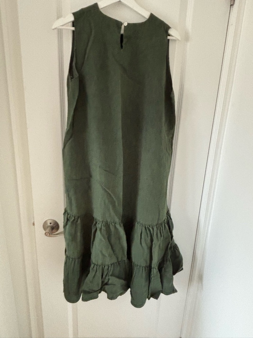 Sleeveless Olive A-Line Ruffle Hem Dress